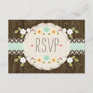 MINSTE RUSTISCHE FLORALE BOHO WEDDING RSVP-KAART RSVP KAARTJE