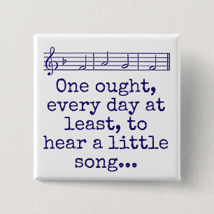 Minstens één keer per dag - muziekofferte vierkante button 5,1 cm