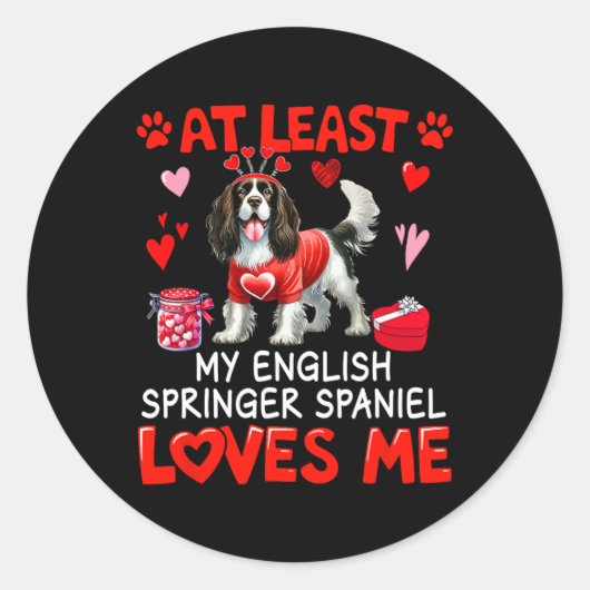 Minstens Engelse Springer Spaniel die van me houdt Ronde Sticker (Voorkant)