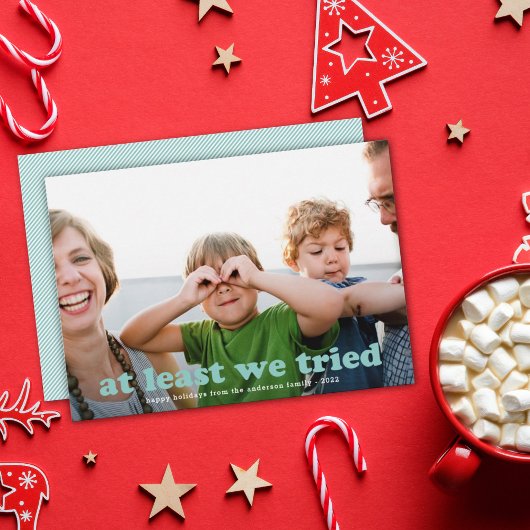 Minstens grappig genoeg hebben we een vakantiefoto feestdagenkaart