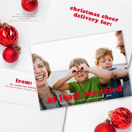 Minstens grappig hebben we een Red Holiday-fotokaa Feestdagenkaart