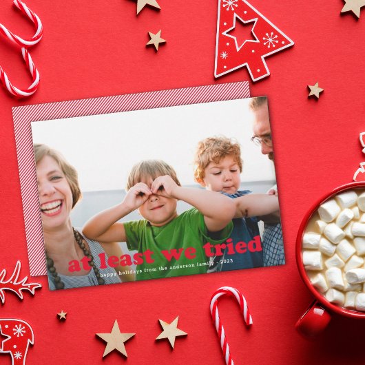 Minstens grappig hebben we een Red Holiday-fotokaa Feestdagenkaart