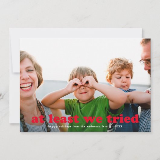 Minstens grappig hebben we een Red Holiday-fotokaa Feestdagenkaart (Voorkant)