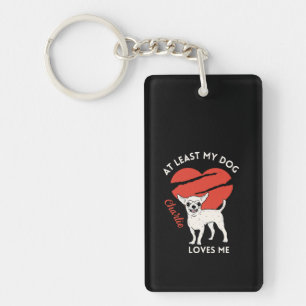 Minstens mijn hond houdt van mij aangepaste Sleute Sleutelhanger