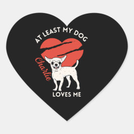 Minstens mijn hond houdt van mij aangepaste Sticke Hart Sticker