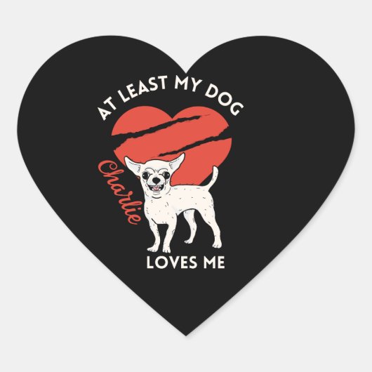 Minstens mijn hond houdt van mij aangepaste Sticke Hart Sticker (Voorkant)