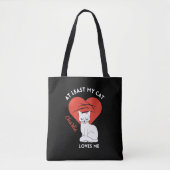 Minstens mijn kat houdt van me aangepaste Canvas t Tote Bag (Voorkant)