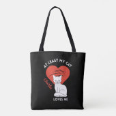 Minstens mijn kat houdt van me aangepaste Canvas t Tote Bag (Achterkant)