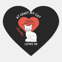 Minstens mijn kat houdt van me aangepaste Sticker