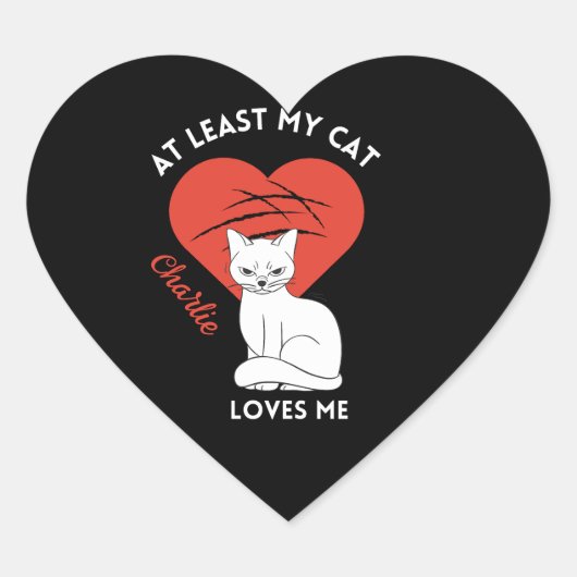 Minstens mijn kat houdt van me aangepaste Sticker (Voorkant)