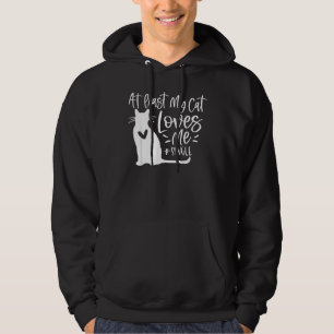Minstens mijn kat houdt van mij alleenstaande Mann Hoodie