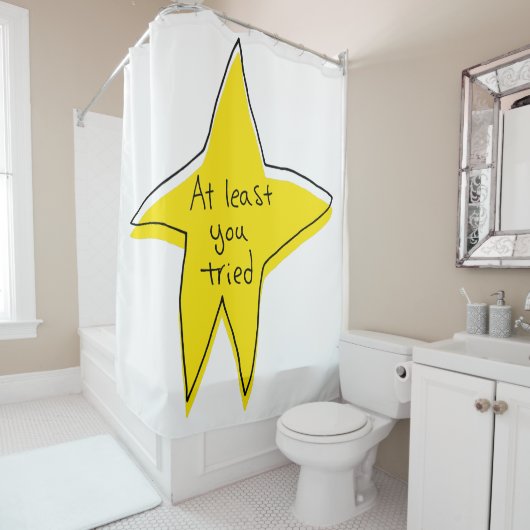 Minstens u probeerde - Gele Ster Douchegordijn (In situ)