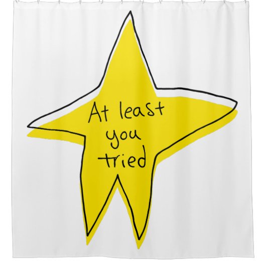 Minstens u probeerde - Gele Ster Douchegordijn (Voorkant)