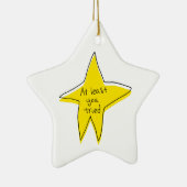 Minstens u probeerde - Gele Ster Keramisch Ornament (Rechts)