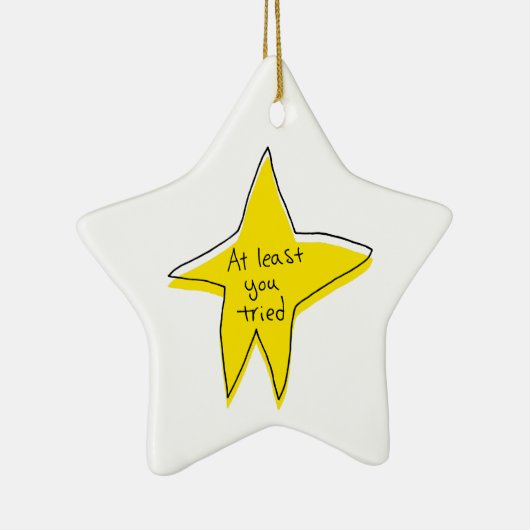 Minstens u probeerde - Gele Ster Keramisch Ornament (Rechts)
