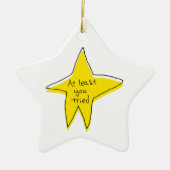 Minstens u probeerde - Gele Ster Keramisch Ornament (Voorkant)