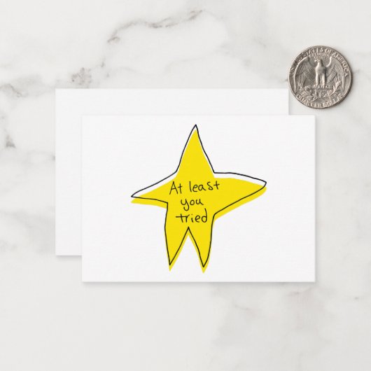 Minstens u probeerde - Gele Ster Notitiekaartje (Voorkant / Achterkant in situ)