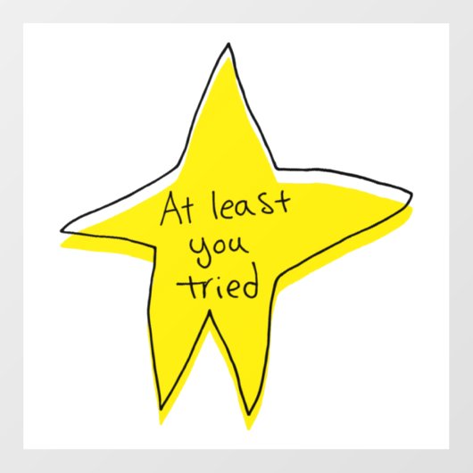 Minstens u probeerde - Gele Ster Raamsticker (Vel)