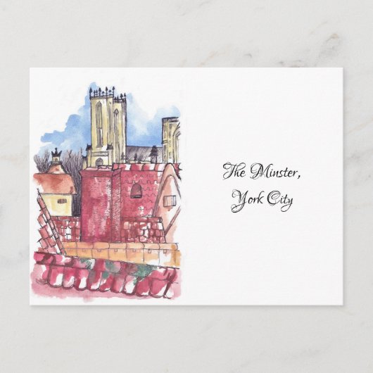 Minster, het briefkaart van de waterverf van York (Voorkant)