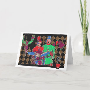 Minstrels met een Lantaarn en een Warm Feestdagen Kaart
