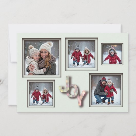 Mint 3D Kerstmis 5 Fotofamilie Feestdagenkaart (Voorkant)