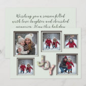 Mint 3D Kerstmis 5 Fotofamilie Feestdagenkaart (Voorkant / Achterkant)