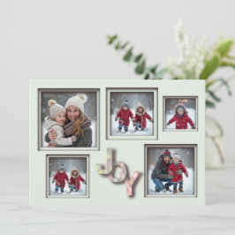 Mint 3D Kerstmis 5 Fotofamilie Feestdagenkaart