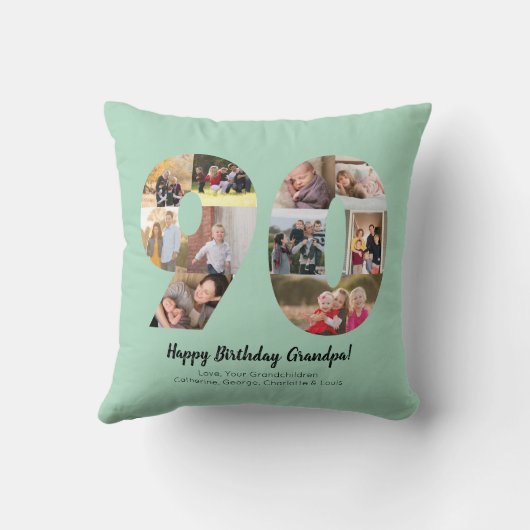 Mint 90th Number Fotocollage Aangepaste begroeting Kussen (Achterkant)