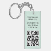 Mint Acryl QR Code Sleutelhanger met Logo Rechthoe (Voorkant Links)