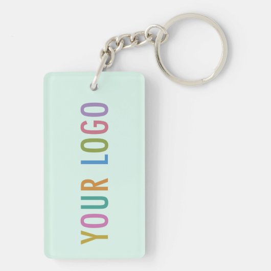 Mint Acryl QR Code Sleutelhanger met Logo Rechthoe (achterkant)