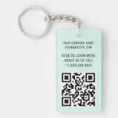 Mint Acryl QR Code Sleutelhanger met Logo Rechthoe (Voorkant)