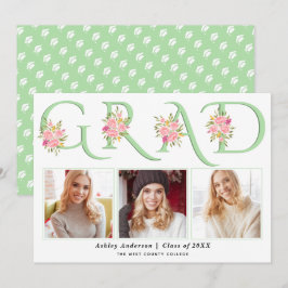 Mint AFSTUDEERDER typografie roze rozen foto afstu Aankondiging