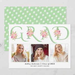 Mint AFSTUDEERDER typografie roze rozen foto afstu Aankondiging