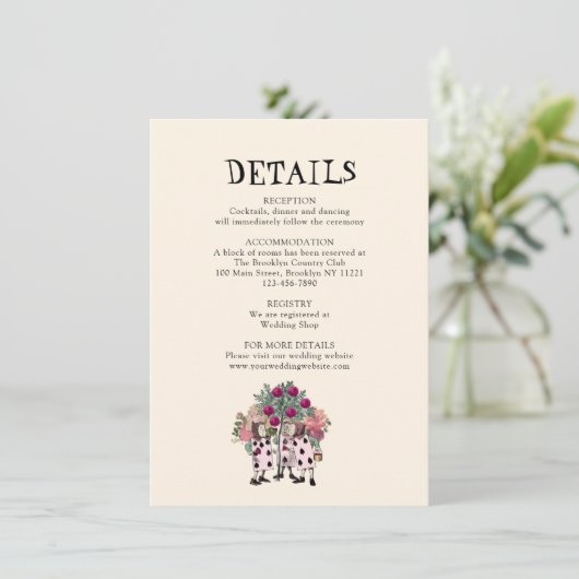 Mint Alice in Wonderland Wedding Details Informatiekaartje (Staand voorkant)