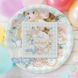 Mint Alice Wonderland theefeestje 1e verjaardag Servet