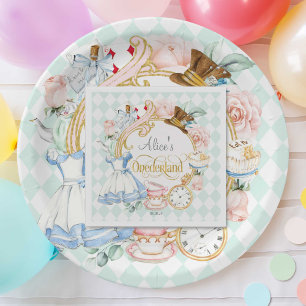 Mint Alice Wonderland theefeestje 1e verjaardag Servet