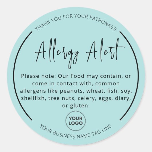 Mint Allergie Voedsel Waarschuwing Ronde Sticker (Voorkant)