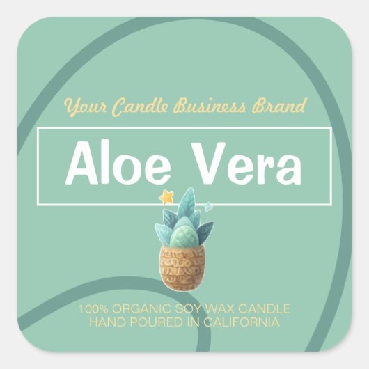 Mint Aloë Vera Schattigee Stijl Modern Candles Lab Vierkante Sticker (Voorkant)