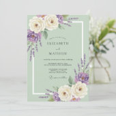 Mint Amethyst Blad Bruiloft Kaart (Staand voorkant)