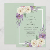 Mint Amethyst Blad Bruiloft Kaart (Voorkant / Achterkant)