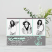 Mint Anchor Photo Afstuderen Flat Card Kaart (Staand voorkant)