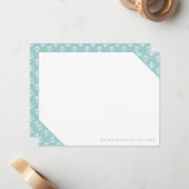 Mint Anchors Patroon Aangepaste notitiekaarten Notitiekaartje (Voorkant / Achterkant in situ)