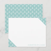 Mint Anchors Patroon Aangepaste notitiekaarten Notitiekaartje (Voorkant / Achterkant)