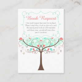 Mint and Coral Floral Baby Shower Book Request Informatiekaartje