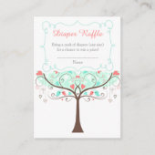 Mint and Coral Floral Baby Shower Diaper Raffle Informatiekaartje (Voorkant)