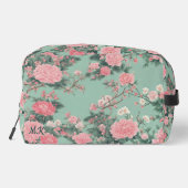 Mint and Pink Cherry Blossom Monogram Initial Toilettasje (Achterkant)