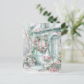 Mint and Pink Christmas House Postcard Briefkaart (Staand voorkant)