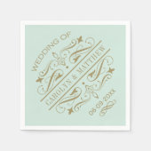  Mint Antiek Bloei Bruiloft Monogram Servetten (Voorkant)