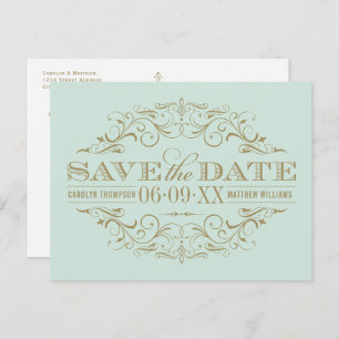 Mint Antiek Bloei Save the Date Aankondigingskaart