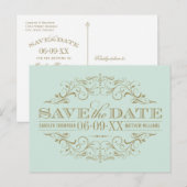  Mint Antiek Bloei Save the Date Aankondigingskaart (Voorkant / Achterkant)